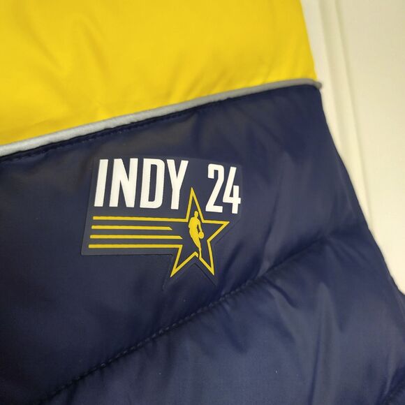 NBA All Star 2024 Indy Indianapolis Volunteer Puffer Vest w/ Hood L Blue Yellow - Picture 3 of 6